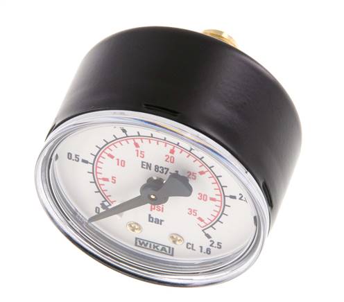 0..2.5 Bar (0..36 psi) Pressure Gauge Rear Steel/Brass 50 mm Class 1.6
