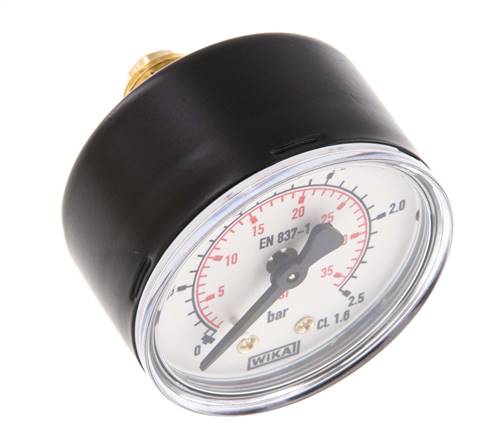 0..2.5 Bar (0..36 psi) Pressure Gauge Rear Steel/Brass 50 mm Class 1.6
