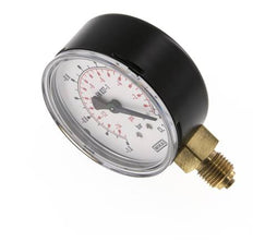 -1..0 Bar (-15..0 psi) Pressure Gauge Below Steel/Brass 63 mm Class 1.6