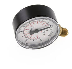 -1..0 Bar (-15..0 psi) Pressure Gauge Below Steel/Brass 63 mm Class 1.6