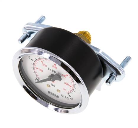 0..40 Bar (0..580 psi) Panel Mount Pressure Gauge Steel/Brass 63 mm Class 2.5 (Bracket)