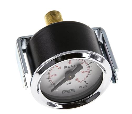 0..4 Bar (0..58 psi) Panel Mount Pressure Gauge Steel/Brass 40 mm Class 2.5 (Bracket)