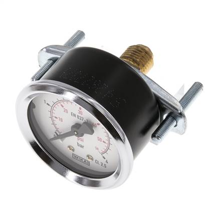 0..4 Bar (0..58 psi) Panel Mount Pressure Gauge Steel/Brass 50 mm Class 2.5 (Bracket)
