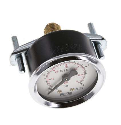 0..4 Bar (0..58 psi) Panel Mount Pressure Gauge Steel/Brass 50 mm Class 2.5 (Bracket)