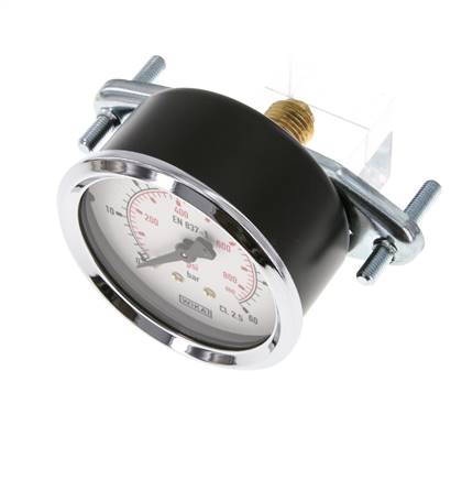 0..60 Bar (0..870 psi) Panel Mount Pressure Gauge Steel/Brass 63 mm Class 2.5 (Bracket)