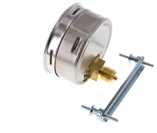 0..6 Bar (0..87 psi) Panel Mount Pressure Gauge Steel/Brass 100 mm Class 1.0 (Bracket)