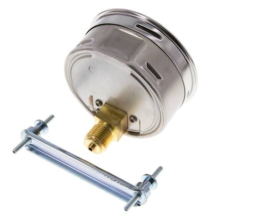 0..6 Bar (0..87 psi) Panel Mount Pressure Gauge Steel/Brass 100 mm Class 1.0 (Bracket)