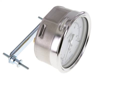 0..6 Bar (0..87 psi) Panel Mount Pressure Gauge Steel/Brass 100 mm Class 1.0 (Bracket)