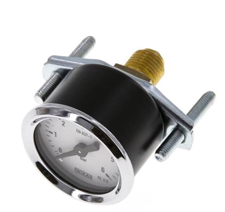 0..6 Bar (0..87 psi) Panel Mount Pressure Gauge Steel/Brass 40 mm Class 2.5 - 1/4'' (Bracket)