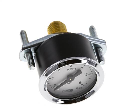 0..6 Bar (0..87 psi) Panel Mount Pressure Gauge Steel/Brass 40 mm Class 2.5 - 1/4'' (Bracket)