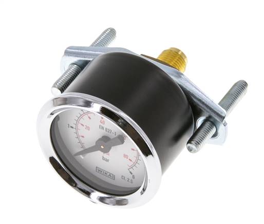 0..6 Bar (0..87 psi) Panel Mount Pressure Gauge Steel/Brass 40 mm Class 2.5 (Bracket)