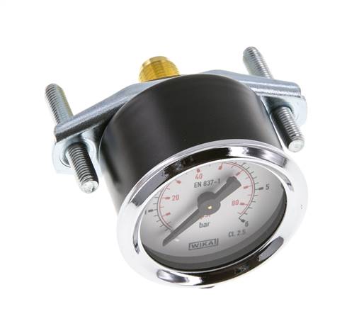 0..6 Bar (0..87 psi) Panel Mount Pressure Gauge Steel/Brass 40 mm Class 2.5 (Bracket)