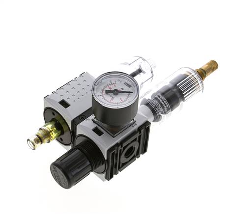 FRL 2-Part G1/4'' 800 l/min 0.5-10.0bar/7-145psi Auto 40 mm Pressure Gauge Polycarbonate Futura 0