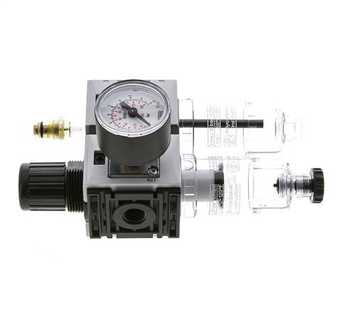 FRL 2-Part G1/4'' 800 l/min 0.5-8.0bar/7-116psi Semi-Auto 40 mm Pressure Gauge Polycarbonate Futura 0