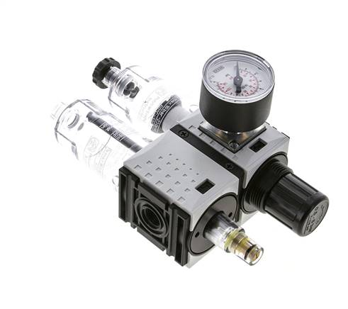 FRL 2-Part G1/4'' 800 l/min 0.5-8.0bar/7-116psi Semi-Auto 40 mm Pressure Gauge Polycarbonate Futura 0