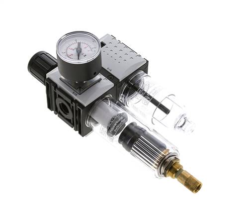 FRL 2-Part G1/4'' 800 l/min 0.5-10.0bar/7-145psi Auto 40 mm Pressure Gauge Polycarbonate Futura 0