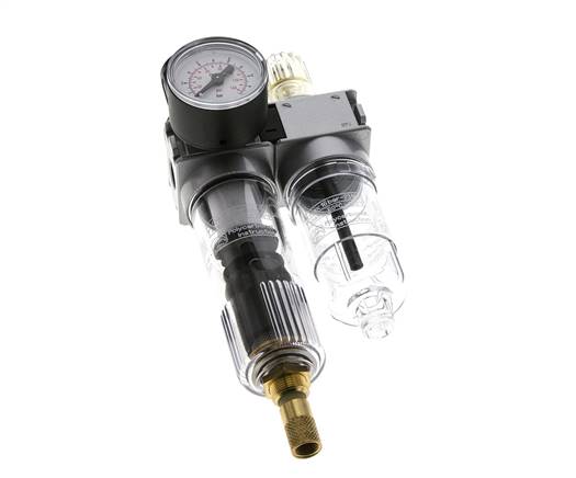 FRL 2-Part G1/4'' 700 l/min 0.2-6.0bar/3-87psi Auto 40 mm Pressure Gauge Polycarbonate Multifix 0