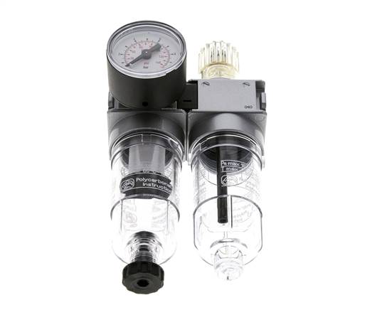 FRL 2-Part G1/8'' 700 l/min 0.2-6.0bar/3-87psi Semi-Auto 40 mm Pressure Gauge Polycarbonate Multifix 0
