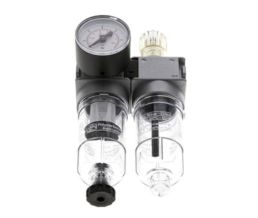 FRL 2-Part G1/8'' 700 l/min 0.1-3.0bar/1-44psi Semi-Auto 40 mm Pressure Gauge Polycarbonate Multifix 0