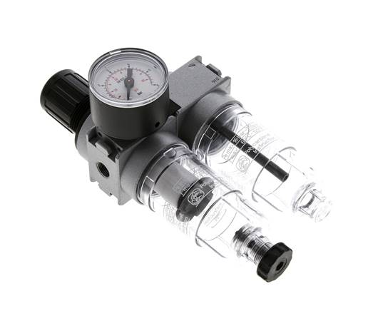 FRL 2-Part G1/8'' 700 l/min 0.1-3.0bar/1-44psi Semi-Auto 40 mm Pressure Gauge Polycarbonate Multifix 0
