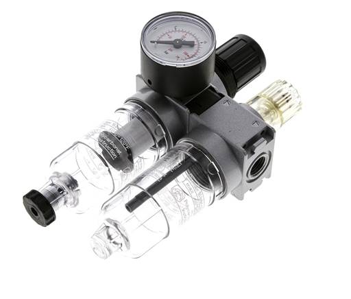 FRL 2-Part G1/4'' 700 l/min 0.5-10.0bar/7-145psi Semi-Auto 40 mm Pressure Gauge Polycarbonate Multifix 0