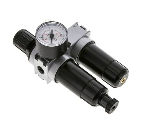 FRL 2-Part G1/4'' 700 l/min 0.5-10.0bar/7-145psi Semi-Auto 40 mm Pressure Gauge Metal Multifix 0
