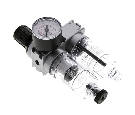 FRL 2-Part G1/8'' 700 l/min 0.2-6.0bar/3-87psi Semi-Auto 40 mm Pressure Gauge Polycarbonate Multifix 0