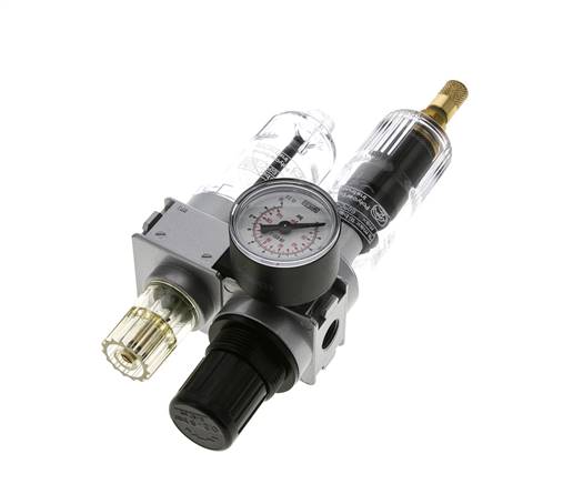 FRL 2-Part G1/4'' 700 l/min 0.2-6.0bar/3-87psi Auto 40 mm Pressure Gauge Polycarbonate Multifix 0