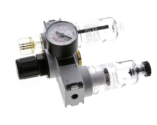 FRL 3-Part G1/8'' 750 l/min 0.2-6.0bar/3-87psi Semi-Auto 40 mm Pressure Gauge Polycarbonate Multifix 0