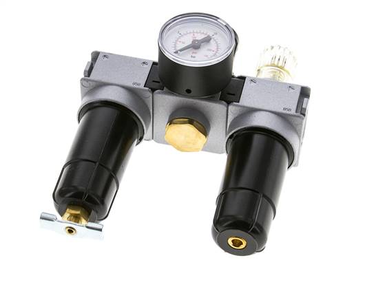 FRL 3-Part G1/4'' 750 l/min 0.5-10.0bar/7-145psi Semi-Auto 40 mm Pressure Gauge Metal Multifix 0