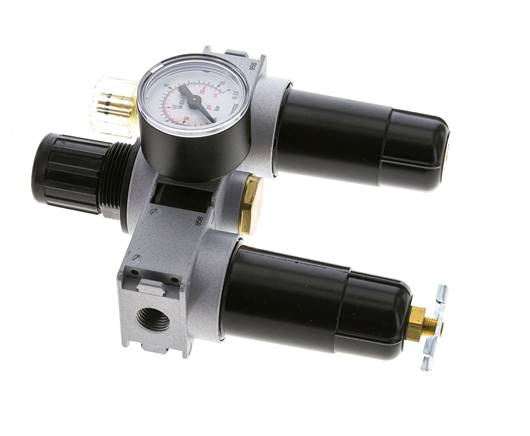 FRL 3-Part G1/4'' 750 l/min 0.5-10.0bar/7-145psi Semi-Auto 40 mm Pressure Gauge Metal Multifix 0