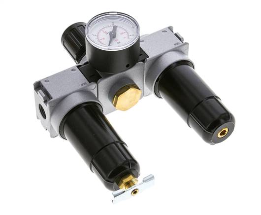 FRL 3-Part G1/4'' 750 l/min 0.5-10.0bar/7-145psi Semi-Auto 40 mm Pressure Gauge Metal Multifix 0