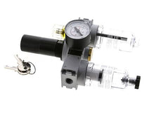 FRL 3-Part G1/4'' 750 l/min 0.5-10.0bar/7-145psi Semi-Auto 40 mm Pressure Gauge Cylinder Lock Polycarbonate Multifix 0
