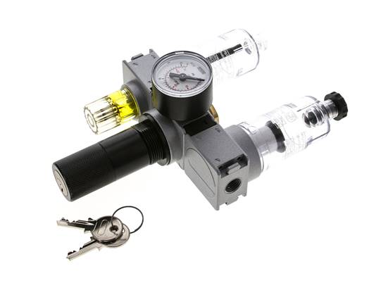 FRL 3-Part G1/4'' 750 l/min 0.5-10.0bar/7-145psi Semi-Auto 40 mm Pressure Gauge Cylinder Lock Polycarbonate Multifix 0