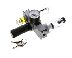 FRL 3-Part G1/4'' 750 l/min 0.5-10.0bar/7-145psi Semi-Auto 40 mm Pressure Gauge Cylinder Lock Polycarbonate Multifix 0