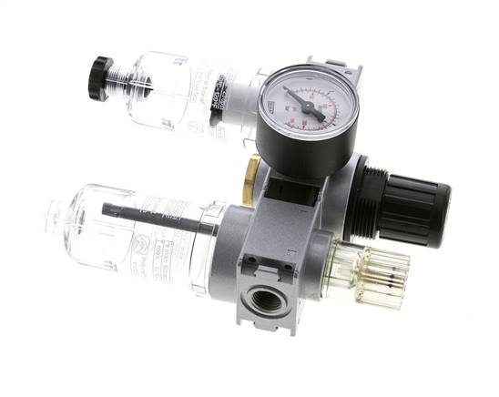 FRL 3-Part G1/4'' 750 l/min 0.5-10.0bar/7-145psi Semi-Auto 40 mm Pressure Gauge Polycarbonate Multifix 0