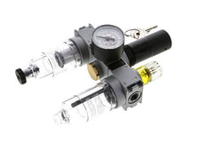 FRL 3-Part G1/4'' 750 l/min 0.5-10.0bar/7-145psi Semi-Auto 40 mm Pressure Gauge Cylinder Lock Polycarbonate Multifix 0