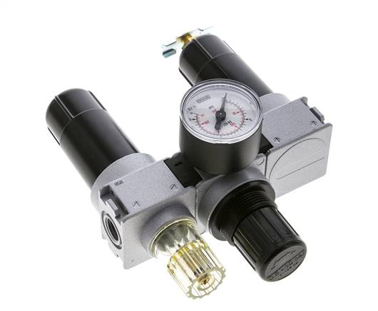 FRL 3-Part G1/4'' 750 l/min 0.5-10.0bar/7-145psi Semi-Auto 40 mm Pressure Gauge Metal Multifix 0