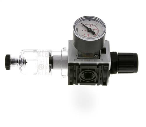 Filter-Regulator G1/4'' 1000 l/min 0.5-10.0bar/7-145psi Semi-Auto 40 mm Pressure Gauge Polycarbonate Futura 0