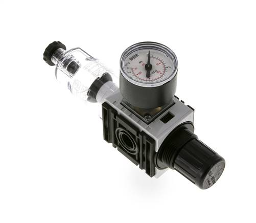 Filter-Regulator G1/4'' 1000 l/min 0.5-10.0bar/7-145psi Semi-Auto 40 mm Pressure Gauge Polycarbonate Futura 0