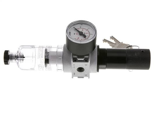 Filter-Regulator G1/8'' 1450 l/min 0.1-3.0bar/1-44psi Semi-Auto 40 mm Pressure Gauge Cylinder Lock Polycarbonate Multifix 0