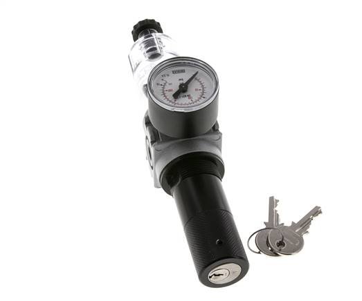 Filter-Regulator G1/8'' 1450 l/min 0.5-10.0bar/7-145psi Semi-Auto 40 mm Pressure Gauge Cylinder Lock Polycarbonate Multifix 0