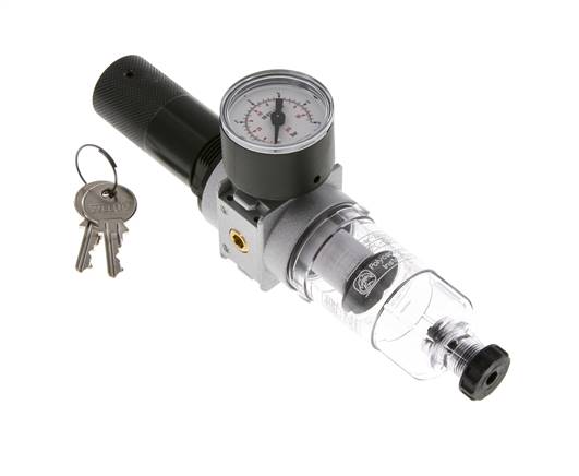 Filter-Regulator G1/8'' 1450 l/min 0.1-3.0bar/1-44psi Semi-Auto 40 mm Pressure Gauge Cylinder Lock Polycarbonate Multifix 0