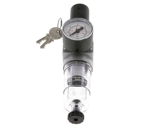 Filter-Regulator G1/8'' 1450 l/min 0.1-3.0bar/1-44psi Semi-Auto 40 mm Pressure Gauge Cylinder Lock Polycarbonate Multifix 0