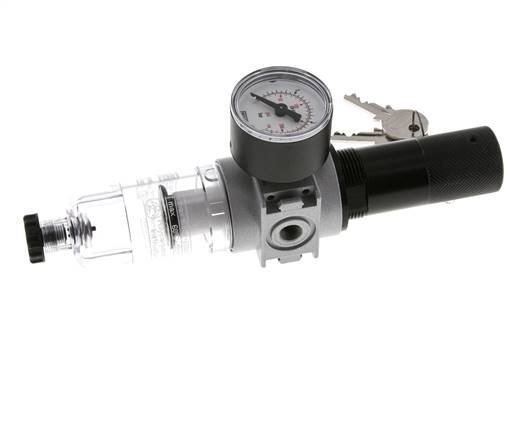 Filter-Regulator G1/8'' 1450 l/min 0.5-10.0bar/7-145psi Semi-Auto 40 mm Pressure Gauge Cylinder Lock Polycarbonate Multifix 0