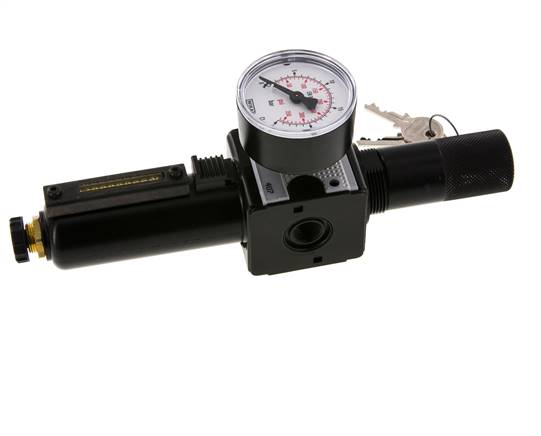 Filter-Regulator G1/4'' 1600 l/min 0.5-16.0bar/7-232psi Semi-Auto Cylinder Lock Metal Multifix 1