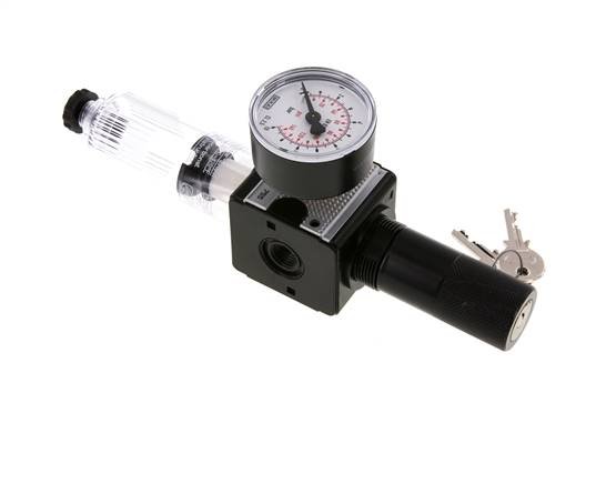 Filter-Regulator G1/4'' 1600 l/min 0.2-6.0bar/3-87psi Semi-Auto Cylinder Lock Polycarbonate Multifix 1
