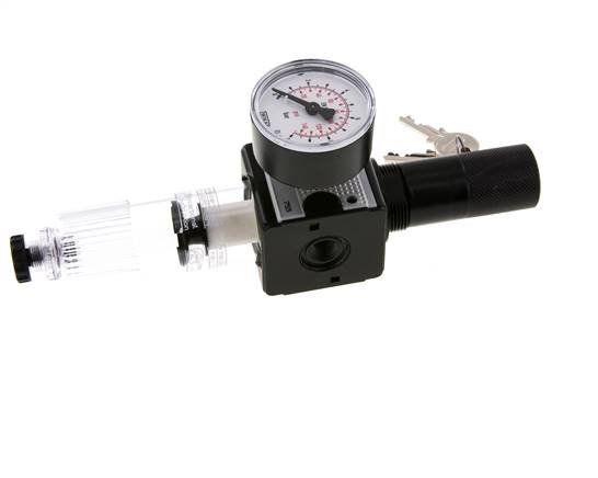Filter-Regulator G1/4'' 1600 l/min 0.2-6.0bar/3-87psi Semi-Auto Cylinder Lock Polycarbonate Multifix 1