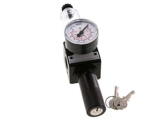Filter-Regulator G1/4'' 1600 l/min 0.2-6.0bar/3-87psi Semi-Auto Cylinder Lock Polycarbonate Multifix 1