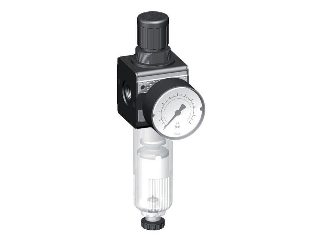 Filter-Regulator G1/4'' 1600 l/min 0.2-6.0bar/3-87psi Semi-Auto Protective Cage Polycarbonate Multifix 1